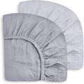 SWEET DOLPHIN 2-Pack Muslin Crib Sheets for Boys & Girls, Ultra Soft Breathable 40S Long-Staple Cotton Fitted Baby Sheets for Standard Crib Mattress 52"x28", Slate and Grey- Nursery Essentials