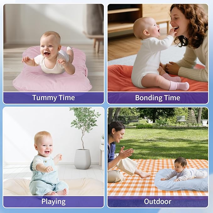 Baby Lounger 0-24 Months 100% Cotton-Snuggle Cozy Me Lounger,Soft & Breathable Tummy Time Mat for Newborn Infant Play Mat,Babies Essentials Gifts,Pink(Lounger Cover Included)