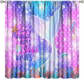 Kids Fantasy Mermaid Curtains Dream Colorful Mermaid Fish Tail Scale Fantasy Ocean Theme Window Treatment for Girls Bedroom Nursery Room Decor Window Drapes 63" W X 72" L
