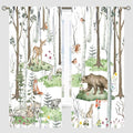 YCness Woodland Animals Curtains, Wild Animals Watercolor Forest Bear Deer Fox Rabbit Floral Nature Window Treatments for Bedroom Kitchen Nursery Living Room Drapes, 84x84 Inch