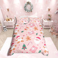 Feelyou Merry Christmas Bedding Set Cookies Candy Duvet Cover Set for Kids Boys Girls Gingerbread Man Comforter Cover Quilt Cover Bedroom Collection 2Pcs Toddler Size,No Comforter