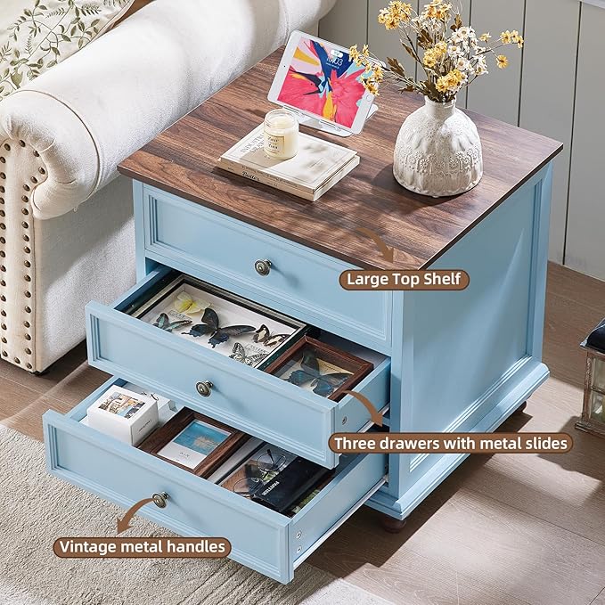 Farmhouse Dresser and Nightstand Sets, Wooden 7 Drawers Dresser & 24" Night Stand with 3 Drawers, 2 Piece Bedroom Furniture Set, Chest of Drawers for Bedroom, Home, Living Room, Hallway