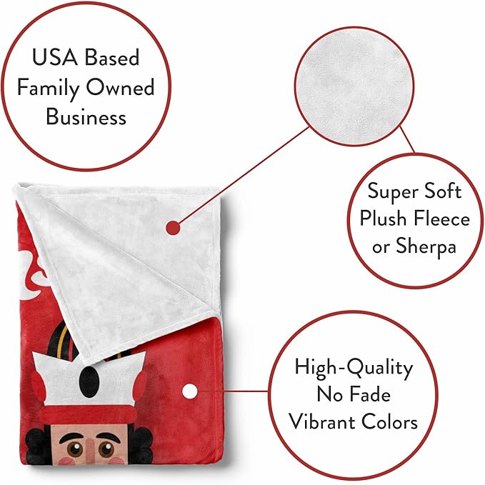 Nutcracker Christmas Throw | Soft Fleece Plush Sofa Blanket | Customized Holiday Bedding | Home Decor | Nutcracker Figures | Fuzzy Red Couch Throw (Fleece 30x40)