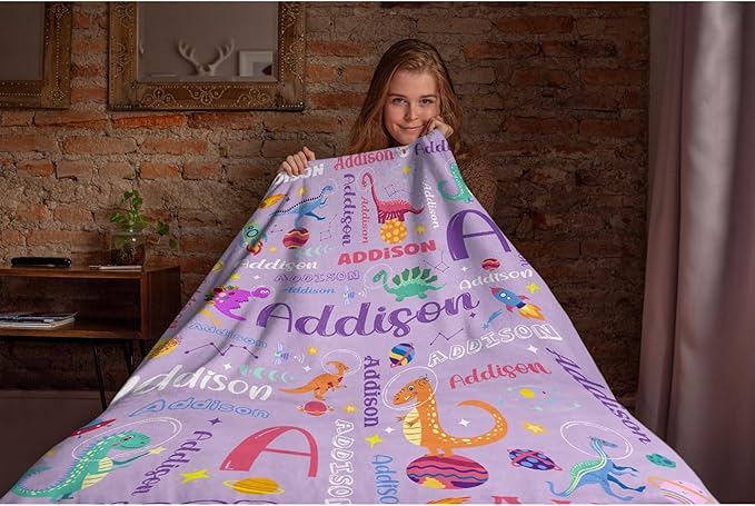 Custom Dinosaur Astronaut Blanket Gifts for Girls Boys Women - Super Soft Cozy Warm Throw Sheet for Couch Bed Sofa Office Decor All Season 50"x60" for Teens