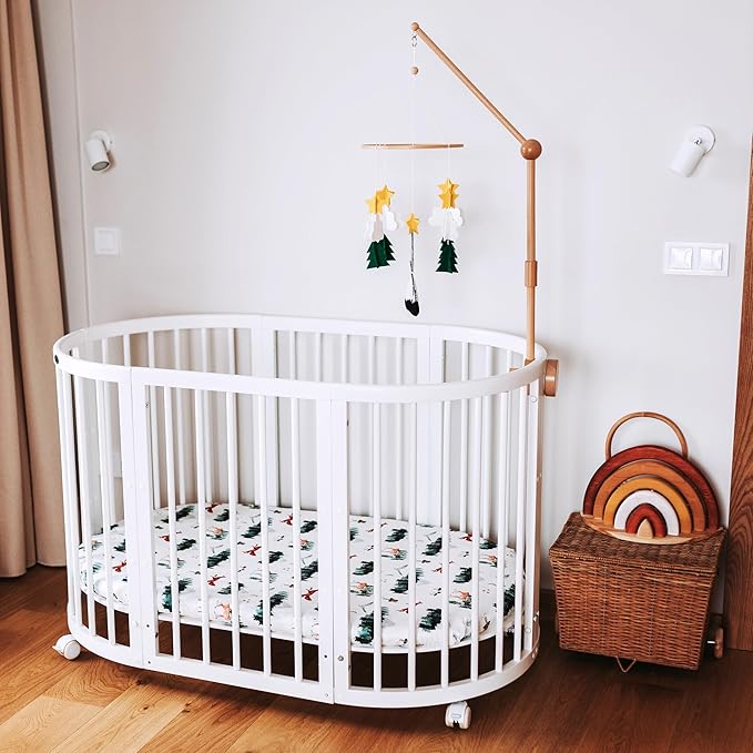 Sorrel + Fern Baby Crib Mobile - Starry Woodland Night, Short Evergreen - Nursery-Mobiles for Unisex Baby