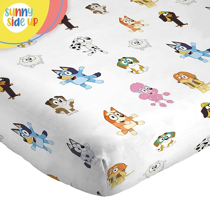 Sunny Side Up Bluey & Friends Twin Sheet Set - 3 Piece Kids Bedding Set Includes Pillow Cover - Super Soft Microfiber Sheets