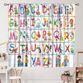 Kids Alphabet Curtains Cartoon Animal Funny Education Learning Curtain with Rod Pocket for Bedroom Nursery Children Toddler Decor Drapes Window Treatments 2 Panels Set 84" W X 84" L