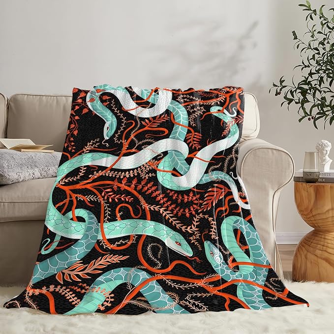 Tijuboni Snake Throw Blanket Snake Gifts for Girls Boys Women Men Kids Adults Soft Flannel Fleece Blanket for Couch Sofa Bed Home Decor 60"x80"