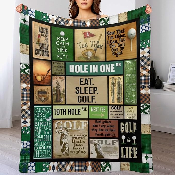 Golf Blanket Gifts for Golf Lovers Golf Throw Blanket for Women Men Adults Soft Warm Cozy Fleece Blanket for Couch Sofa Bed 40"x50"