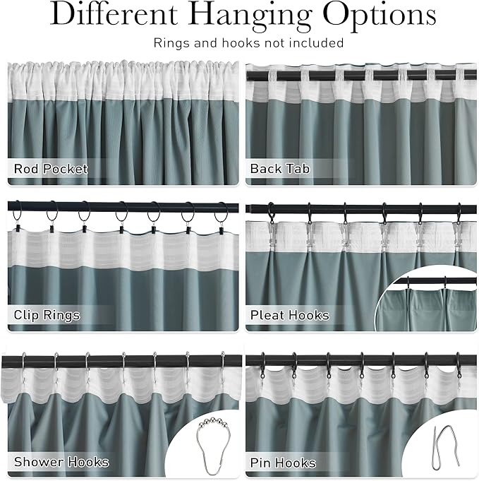 StangH Stone Blue Curtains 92 inches Long Super Soft Velvet Room Darkening Thermal Insulated Window Drapes Back Tab Luxury Decor for Bedroom Living Room, W52 x L92, 2 Panels