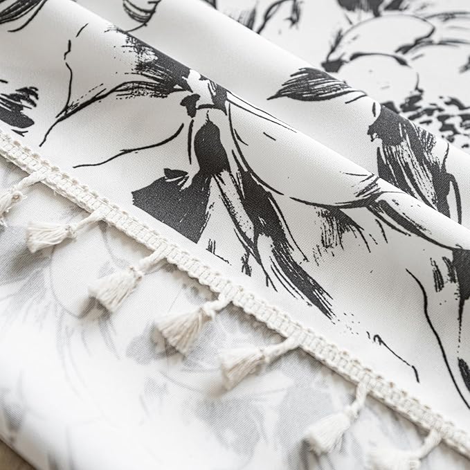 ENJOYBRIDAL Floral Curtains 84 Inches Semi Sheer Living Room Drapes Boho Bedroom Patterned Rod Pocket Window Curtain Panels Floor Length Cute Light Filtering Farmhouse 2 Panels Window Treatments