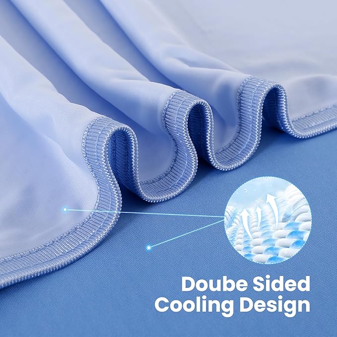 LUXEAR Gradient Cooling Blanket, Double-Sided Q-Max>0.5 Arc-Chill Summer Cold Blanket for Bed Sofa Chair Travel, Absords Heat to Keep Body Cool for Hot Sleeper & Night Sweats Adult Kids - Throw Blue
