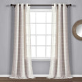 Lush Decor Farmhouse Textured Grommet Sheer Window Curtain Panel Pair, 38"W x 84"L, Beige