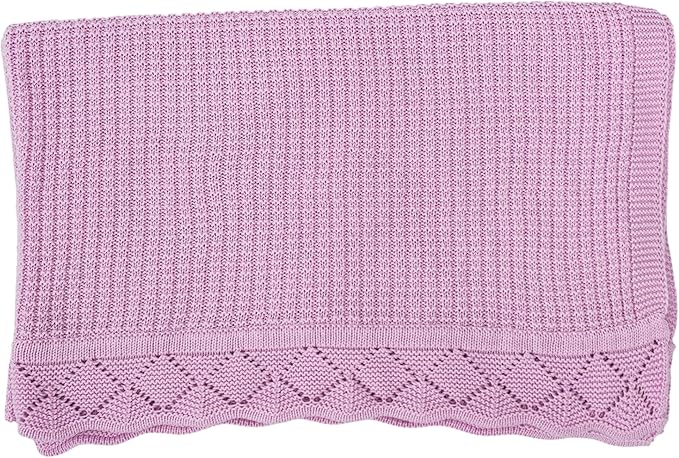Baby Knit Blanket, 100% Cotton Waffle Patterns, Soft, Cozy, Lightweight Swaddle for Newborn & Infant Swaddling Beige Neutral, Perfect Baby Shower Ideas Lilac 30x30