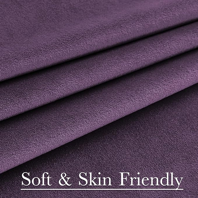 StangH Lavender Velvet Curtains 96 Inches Long, Room Darkening Soft Drapes for Bedroom, Thermal Insulated Window Treatment for Living Room, Rod Pocket Back Tab, W52xL96 inch, 2 Panels
