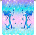 Mermaid Scale Curtains for Kids Girls Magic Gradient Mermaid Fish Scale Pattern Decoration Bedroom Nursery Curtains 84x84 Inch