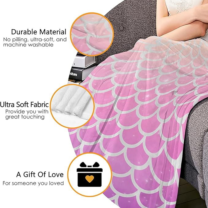 Thuswarm Vivid Shiny Scale Flannel Blanket for Autumn Winter Gifts Warm Cozy Soft Funny Print Throw for Bed Couch Sofa 120”×90” Extra Large for Family