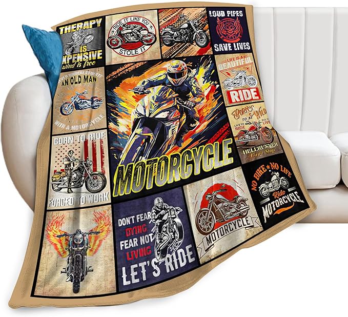 Motorcycle Blanket Ride Gifts for Girls Motorcycle Rider Boys Woman Kids Motorcycles Lover Sport Throw Blankets Soft Blanket Warm Fleece Flannel Plush Blankets for Bed Sofa Couch 50"x60"