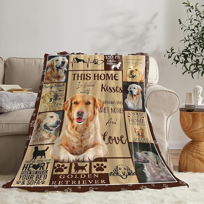 Tijuboni Golden Retriever Throw Blanket Dog Gifts for Girls Boys Women Men Kids Adults Soft Flannel Fleece Blanket for Couch Sofa Bed Home Decor 40"x50"