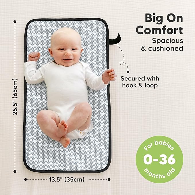 KeaBabies Portable Diaper Changing Pad, Easy Wipe Clean - Foldable Waterproof Baby Changing Mat for Diaper Bag, Compact, Lightweight, 25x13 Newborn, Infant, Baby Changer Travel Essential (Pixel)