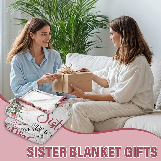 Sister Gifts Throw Blanket 60"x50", Sister Birthday Gifts for Women from Brother BFF Bestie, Sisters Blankets for Sofa Couch Room Bed, Best Sisters Ever Gifts for Christmas Thanksgiving