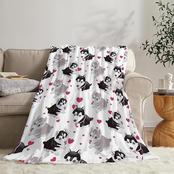 Alaskan Malamute Dog Blanket Cute Dog Throw Blanket Alaskan Dog Gifts and Decor Dog Blanket for Girls Women Kids Adults Soft Warm Cozy Fleece Blanket for Couch Sofa Bed 50"x40"