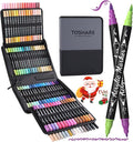 TOSAHRE Acrylic Paint Pens Markers 100 Colors Waterproof Dual Tip Acrylic Markers Set with Brush & Fine Tip Coloring Pens for Rock Painting Wood Scrapbook Fabric Glass Ceramic DIY Craft Art Supplies