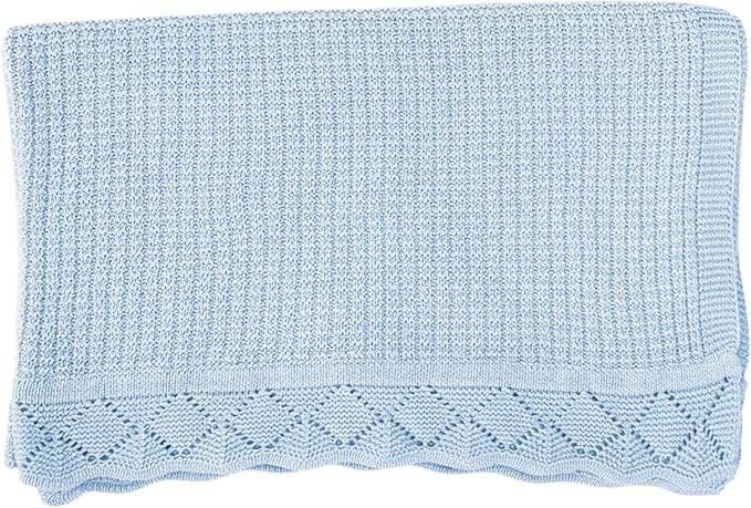 Baby Knit Blanket, 100% Cotton Waffle Patterns, Soft, Cozy, Lightweight Swaddle for Newborn & Infant Swaddling Beige Neutral, Perfect Baby Shower Ideas Baby Blue 30x40