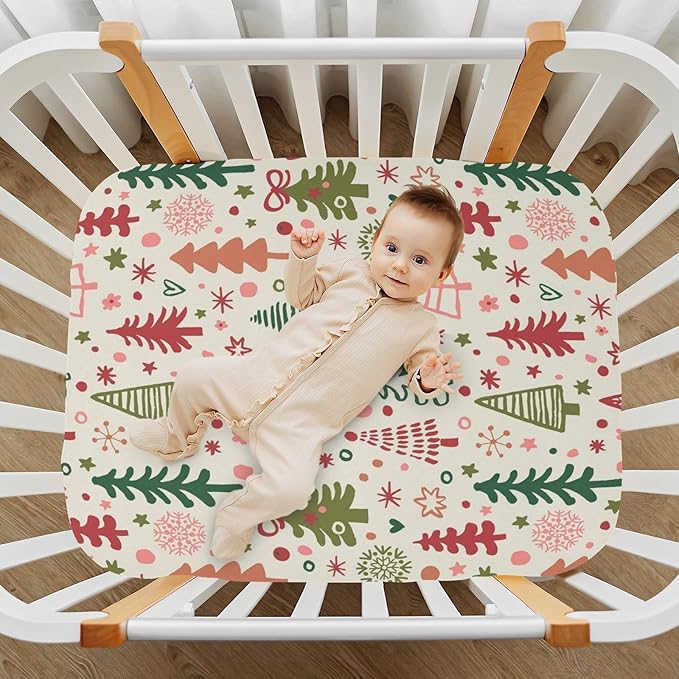 Crib Sheet, Unisex Crib Sheet, Soft and Comfortable for Standard Crib and Toddler Mattress, Christmas Tree