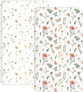 Crib Sheets for Boys and Girls, 2 Pack Fitted Baby Sheets for Standard Toddler Mattress 28" x 52", Soft Breathable Jersey Knit Baby Bedding (Butterfly Garden)