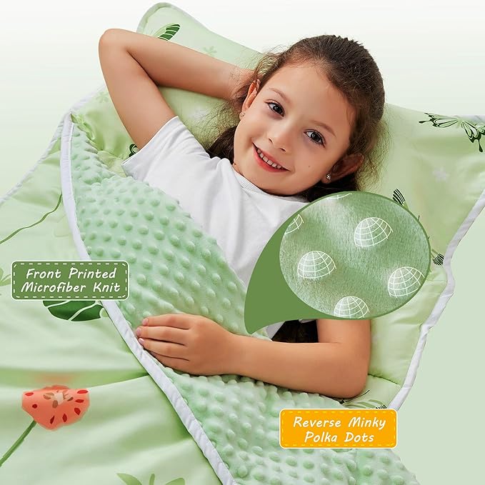 Toddler Nap Mat with Pillow and Blanket, Extra Large Rolled Napping Mats,Slumber Bags for Boys Girls,Kids Sleeping Bag for Daycare, Preschool Travel Camping