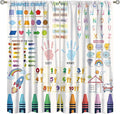 Kids Educational Alphabet Curtain,Boho Watercolor Alphabet Pastel Numbers Shapes Colors for Girls Child Nursery Home Kids Printed Rod Pocket Blackout Window Drapes for Bedroom Living Room 52"W X 84"L