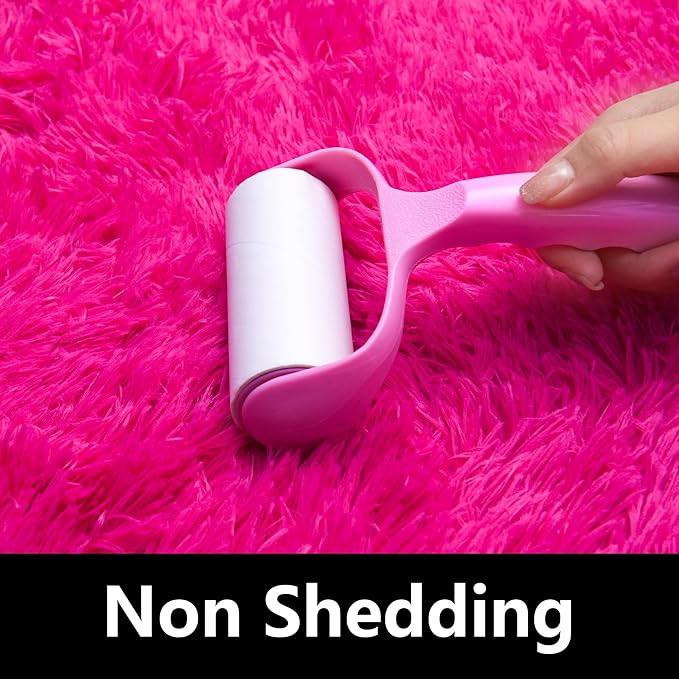 Fluffy Rug Stain Resistant 6x9 Feet, Hot Pink Throw Rugs Bedroom Nursery Rug Furry Throw Carpets for Teen Girls