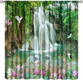 Scenery Waterfall Blackout Curtains, China Country Landscapes Nature Pattern Window Drapes, for Bedroom Living Room 84" W X 84" L