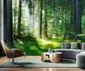 AFZEVEB-Green Forest Wallpaper Natural Landscape Wall murals for Bedroom 136"x96"(Not Peel and Stick)