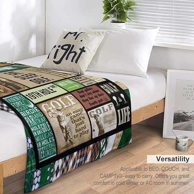 Golf Blanket Gifts for Golf Lovers Golf Throw Blanket for Women Men Adults Soft Warm Cozy Fleece Blanket for Couch Sofa Bed 50"x60"