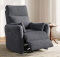 LINSY 360 Swivel Nursery Recliner - Corduroy Glider Rocking Chair with 2 Pillows, Comfy High Back Adult Recliner for Small Spaces, Nursery Bedroom Living Room Reclining Chairs, Gray