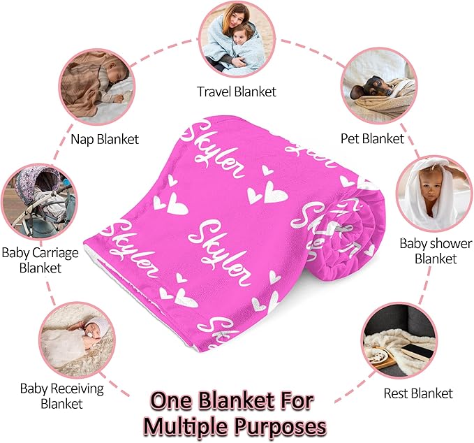 Ship Next Day, Personalized Baby Blanket for Boys Girls with Name, Custom Newborn Receiving Blankets, Baby Boy Girl Gifts, Newborn Swaddle Kids Blanket, Customized Babies Birthday
