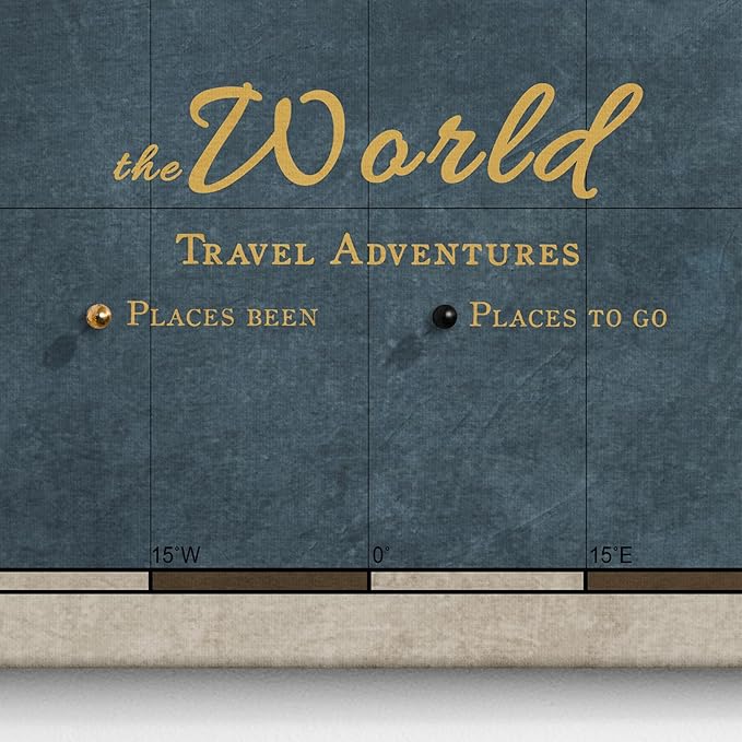 Canvas World Map with Cork Pin Board - English Lettering - Decorative Wall Decoration for All Rooms - Canvas Pictures with World Map Motif (70x50 cm, Pattern 18)