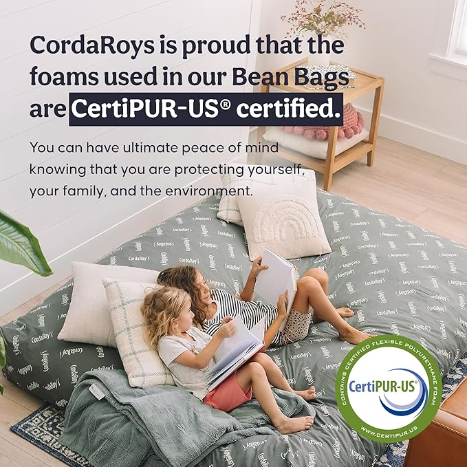 CordaRoy's Chenille Bean Bag-Convertible Bean Bag Chair-Machine-Washable Chenille Fabric Cover-for Basement,Living Room,Game Room,Dorm & More - Queen Size - Tan | Made in The USA