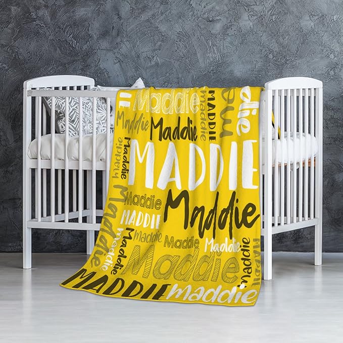 Dr.TOUGH Personalized Blankets with Name Customized Baby Blankets for Girls Boys Adults Monogrammed Blankets and Throws Christmas Birthday Mothers Fathers Valentines Day Gift (Gold,30''×40'')