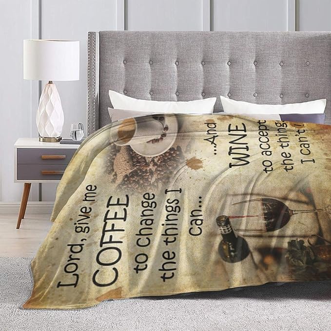 Vintage Coffee Blanket for Girls Boys Drink Wine Throw Blankets Soft Cozy Warm Fuzzy Fleece Lord Bedding Flannel Throws Stuff Gifts for Coffee Lovers Kids Men Women Bedroom Decor 50"x40"