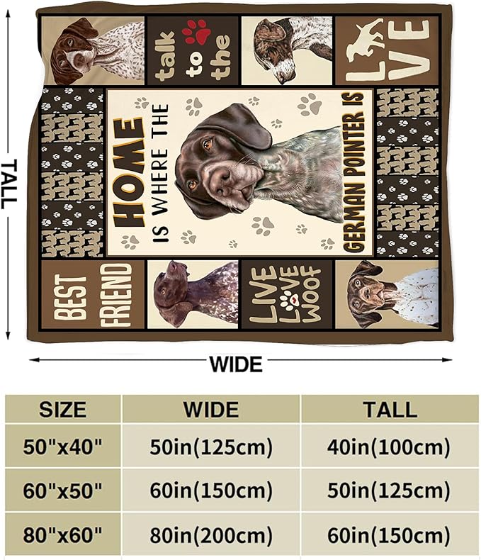 German Shorthaired Pointer Gifts & Decor: Cute Dog Throw Blanket - Soft, Warm, Cozy Fleece for Couch, Sofa, Bed - 60"x50"