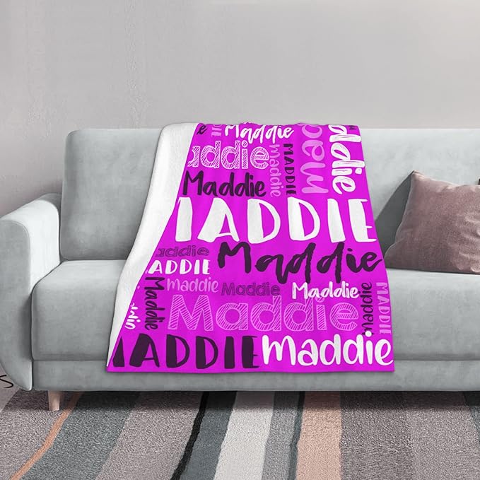 Dr.TOUGH Personalized Blankets with Name Customized Baby Blankets for Girls Boys Adults Monogrammed Blankets and Throws Christmas Birthday Mothers Fathers Valentines Day Gift (Magenta,60''×80'')
