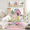 Personalized Baby Crib Bedding Set, 5 Pcs Custom Name Nursery Bedding Set for Girls Boys, Farm Animals Baby Crib Set for Toddlers Infants, Double Layer Bedding Crib Sets Customized Gifts