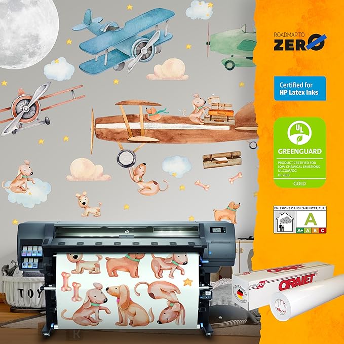 Airplane Wall Decals by Lipastick - 47-Piece Watercolor Vintage Plane Stickers for Kids, Boys Room, Baby Nursery, Toddler Bedroom Decor - Premium Vinyl Aircraft Art - L Size