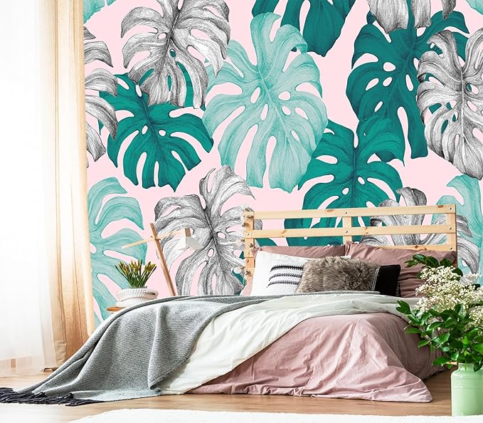 XMPMBM-Tropical Leaf Botanical backsplash Large Decorative Wallpaper Banana Leaf Plant Bedroom Bathroom Wall Mural- W 88" X H 59"（36 Square Foot）