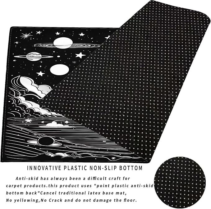 5' x 7' Space Rocket Rug for Kids Bedroom Black Stars Rugs Galaxy Carpet Planet Printed Throw Rugs for Boys Children Living Room,150x210cm