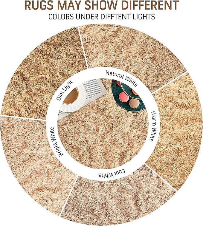 BENRON Fluffy Runner Rugs 2x4, Soft Long Runners for Bedroom Hallyway Entryway Kitchen, Washable Fuzzy Throw Rug for Kids Girls Room Decor Photo Prop, Light Tan