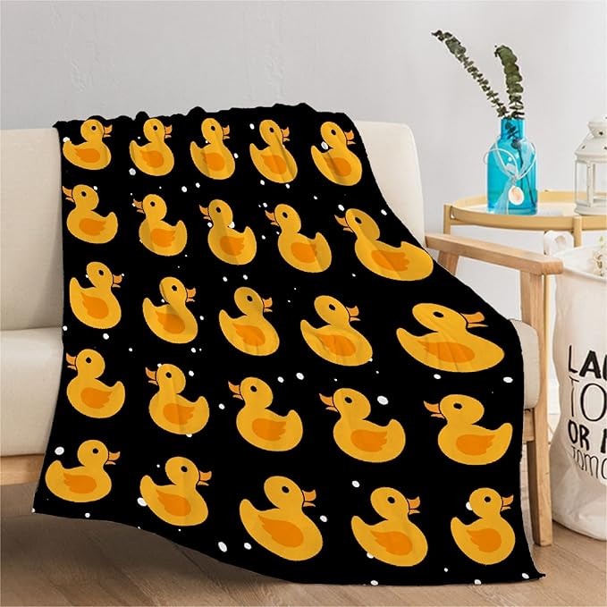 Thuswarm Cute Snowflake and Duck Flannel Blanket for Autumn Winter Gifts Warm Cozy Soft Funny Print Throw for Bed Couch Sofa 50”×40” Small for Kid